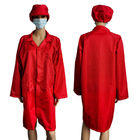 Combinação antiestática vermelha da blusa do ESD do algodão de 96% com o mesmo tampão da cor