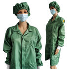 Blusas estáticas do ESD do verde da grade do laboratório 2.5mm da sala de limpeza anti com o mesmo tampão da cor
