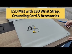 ESD Tapete de mesa de PVC cinza Tapete antistático com botão para área antistática