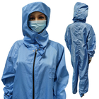 Anti estática do vestuário livre de poeira lavável azul do ESD para a indústria da sala de limpeza
