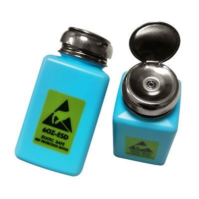 Azul solvente da garrafa 6OZ do distribuidor do ESD do álcool plástico antiestático