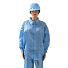 Fato ESD de poliéster listrado azul de 5 mm sem fiapos para vestuário de trabalho industrial
