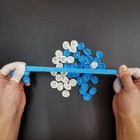 Camas de dedo de nitrilo descartáveis ​​para sala limpa azul e branco