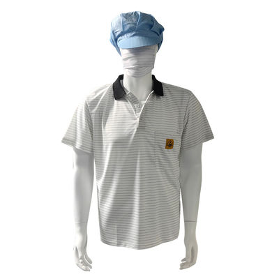 T-Shirts POLO Anti-estática ESD de 7 mm de fita branca de seda 99% poliéster 1% condutor
