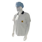 T-Shirts ESD Branco 7MM Faixa 99% Poliéster + 1% Condutora de Seda Tricotagem T-Shirts POLO Anti-estática