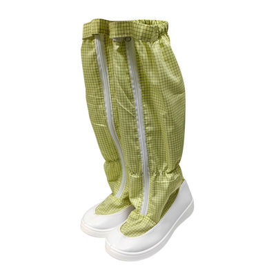 Calçados de segurança de sola de PU amarelo ESD Calçados de sala de limpeza Calçados antistáticos Botas longas para trabalho industrial Calçados