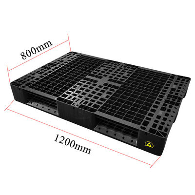 1200*800*140mm ESD empilhamento de paletes electrónicos de plástico preto para a indústria