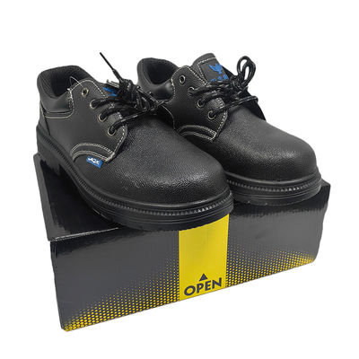 Calçados de trabalho de construção anti-quebra-cabeça Unisex Calçados de baixo corte de aço sola média borracha de aço pé de couro calçados de segurança superior