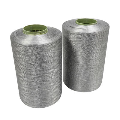 Fios de costura condutores cinza 150D/2 para vestuário antiestático Fabricação de fibra de carbono de poliéster Fios de fibra condutora longa