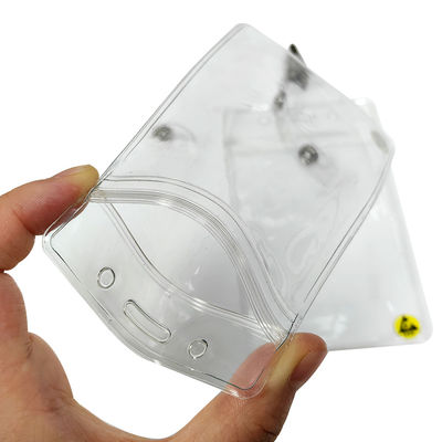 Carregador de cartão de identificação de plástico antistático ESD transparente e à prova d'água Carregador de caixa de cartão de identificação com clip