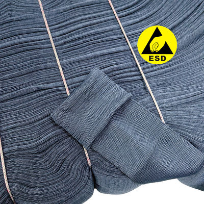 93% Poliéster 7% Fibra de Carbono ESD Tecido de costelas antistáticas para roupas limpas
