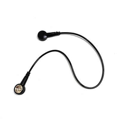 30cm preto ESD cabo de aterragem com ambas as extremidades botão para sala limpa antistático esterco/ESD pulseira