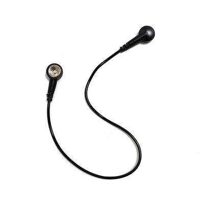30cm preto ESD cabo de aterragem com ambas as extremidades botão para sala limpa antistático esterco/ESD pulseira