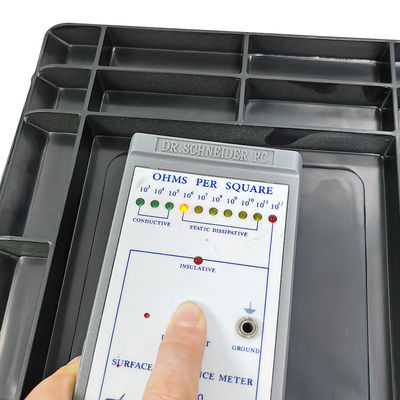 600*400*230mm Caixa de plástico antistático ESD preto Caixa de peças electrónicas Caixa antistática para indústria electrónica