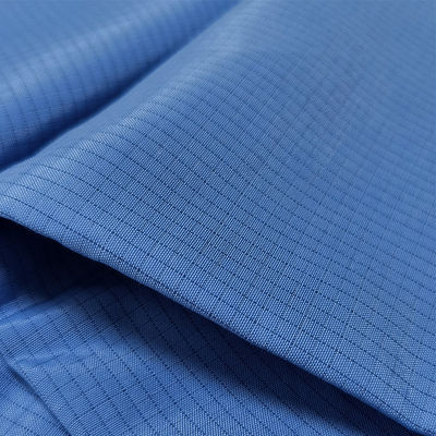 Azul 65% Poliéster 32% Algodão 2% Fibra de Carbono ESD Tecido Preto 4mm Grid Condutor de Arame Vermelho Tecido TC Antistático