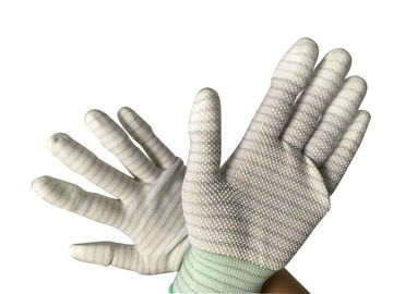 O PVC da palma pontilhou o tipo nylon listrado revestido da anti parte superior estática do plutônio das luvas da mão
