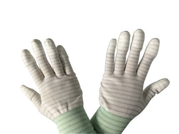 O PVC da palma pontilhou o tipo nylon listrado revestido da anti parte superior estática do plutônio das luvas da mão