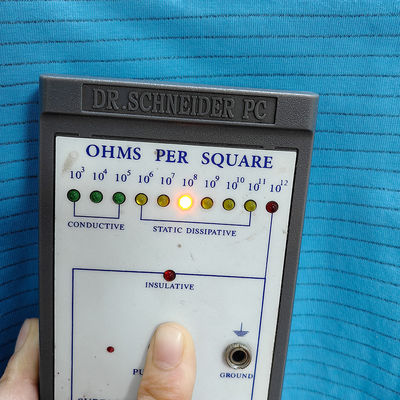 Sala limpa 99% Algodão + 1% Fibra de Carbono Azul Unisexo ESD T-shirt antiestático de pescoço O com 3 botões