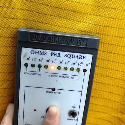 Amarelo 5mm Faixa 99% de algodão + 1% de fibra de carbono ESD camisa antiestática de manga longa para laboratório