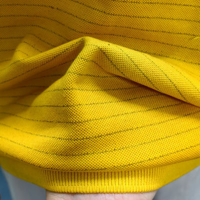 Amarelo 5mm Faixa 99% de algodão + 1% de fibra de carbono ESD camisa antiestática de manga longa para laboratório