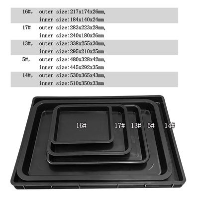 530x365x43mm ESD Trays Antistáticos Quadrados Preto Plástico Retangular ESD Tray Shallow ESD Electronic Circle Turntable