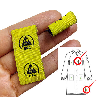 ESD Antistático EPA sinalização de advertência bordado tecido aderente de roupa de sala limpa rótulo de acessórios