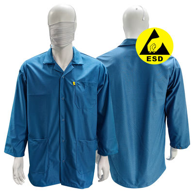 Roupas antiestáticas ESD azul lavável roupas antiestáticas com 96% de poliéster + 4% de carbono