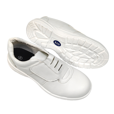 Sapatos de segurança ESD sem cadarços com design de velcro, à prova de poeira, biqueira de aço para trabalho