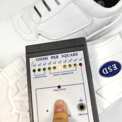 Sapatos de segurança ESD sem cadarços com design de velcro, à prova de poeira, biqueira de aço para trabalho