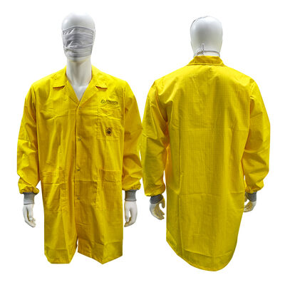 Amarelo ESD Anti-estática 5mm Grid TC Cleanroom Smock