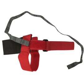 O anti salto estático prende com correias a fita vermelha brilhante com gancho e prendedor do laço