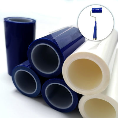Rolo pegajoso do fiapo do PE descartável azul branco da sala de limpeza 18m