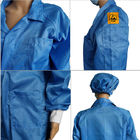 O laboratório azul unisex do ESD da grade de 2.5mm reveste as blusas Dustproof com o mesmo tampão da cor