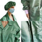 Blusas estáticas do ESD do verde da grade do laboratório 2.5mm da sala de limpeza anti com o mesmo tampão da cor