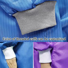 Revestimento superior luva longa estática segura redonda da roupa do ESD da listra do pescoço 5mm da anti