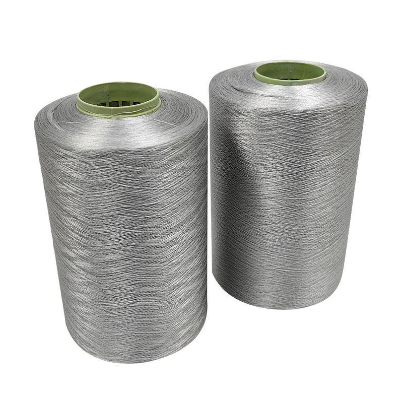 Fios de costura condutores cinza 150D/2 para vestuário antiestático Fabricação de fibra de carbono de poliéster Fios de fibra condutora longa