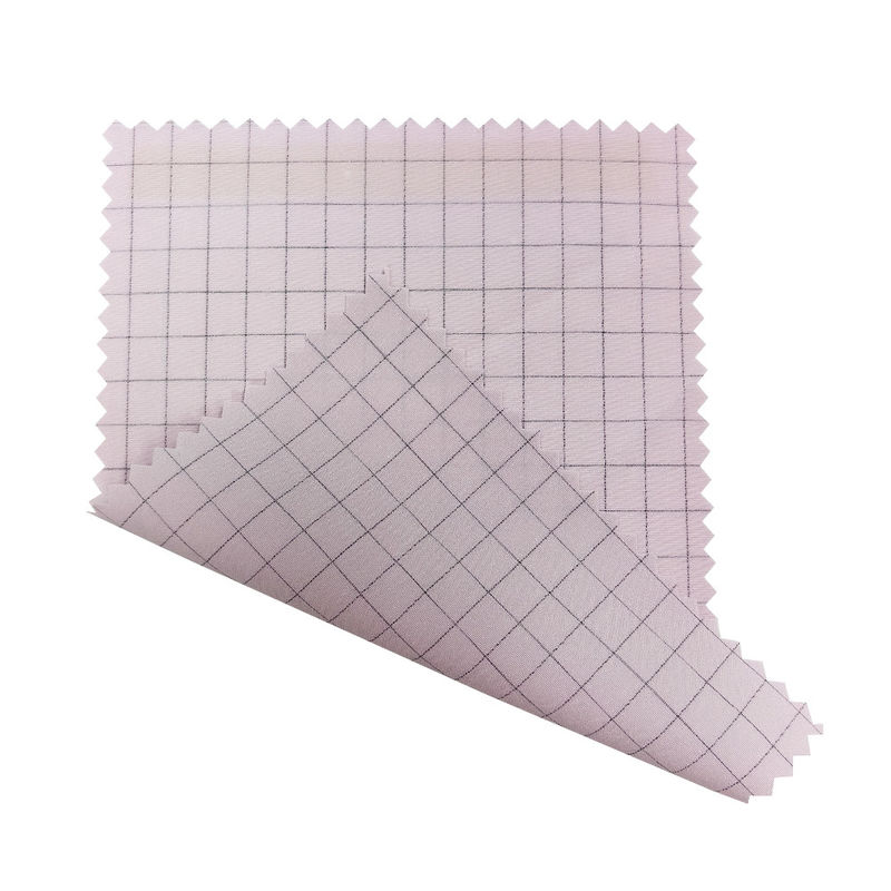 Roupas ESD Tecido rosado de grelha de 7 mm 98% Poliéster + 2% Carbono condutor Tecido antistático ESD