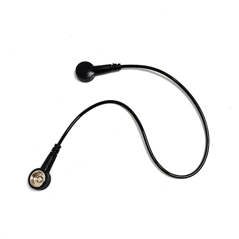 30cm preto ESD cabo de aterragem com ambas as extremidades botão para sala limpa antistático esterco/ESD pulseira
