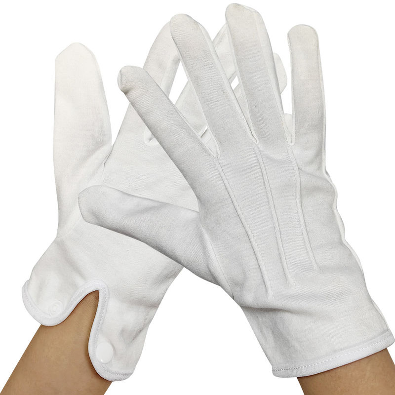 Respirável 100% de algodão Guante de cerimônia de joalheria branca Guardas de honra Guantes de vestimenta formal