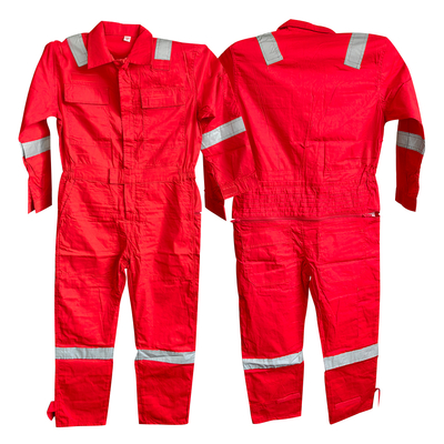 Colete de segurança refletivo de alta visibilidade - Macacão 100% algodão vermelho